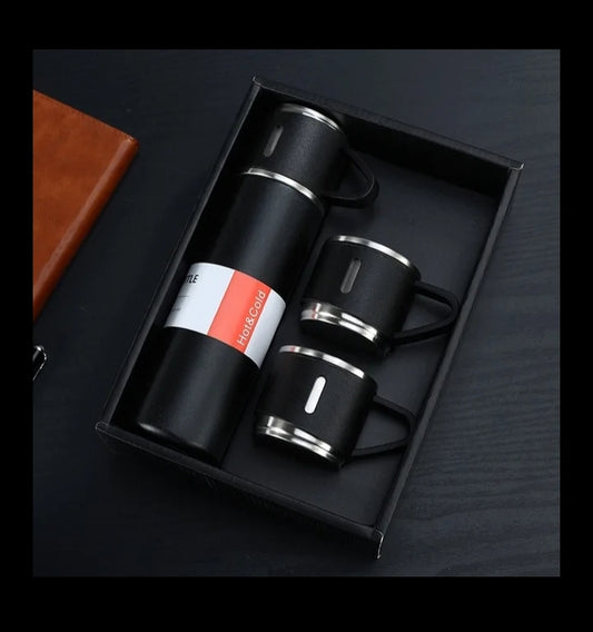 Vaccum flask 500ml hot and cold with 3 cups steel material