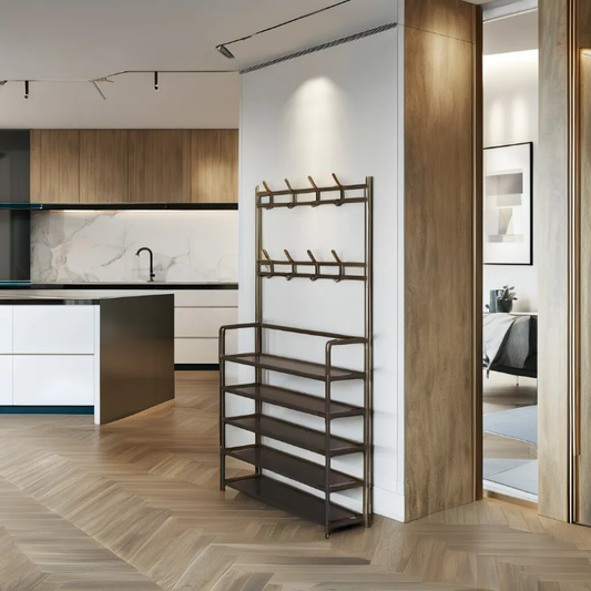 Clothes rack with shoe stand cloth hanger simple floor