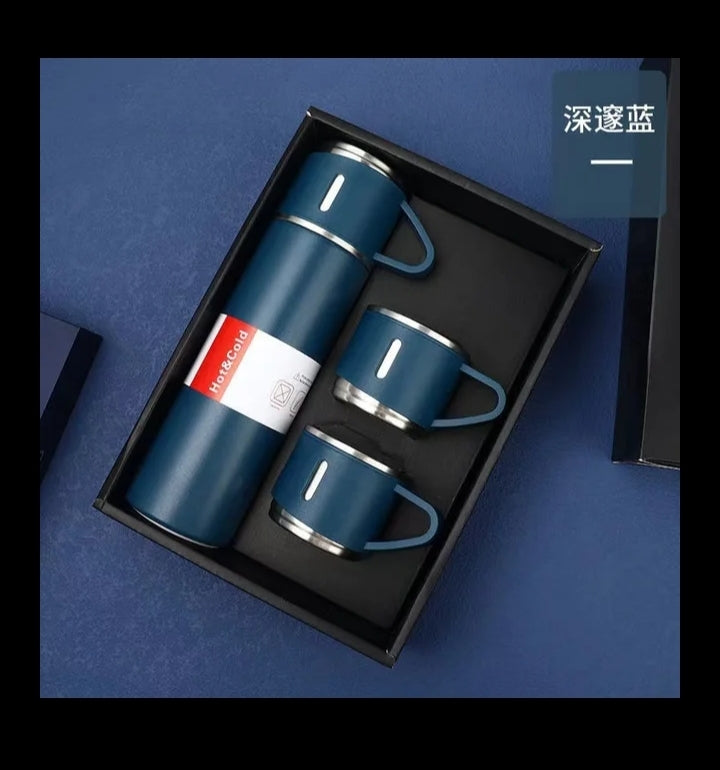 Vaccum flask 500ml hot and cold with 3 cups steel material