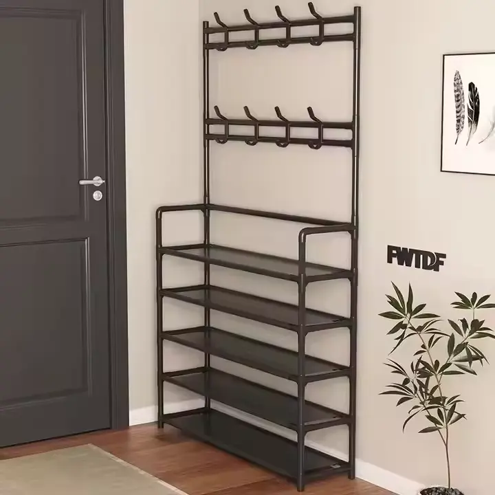 Clothes rack with shoe stand cloth hanger simple floor