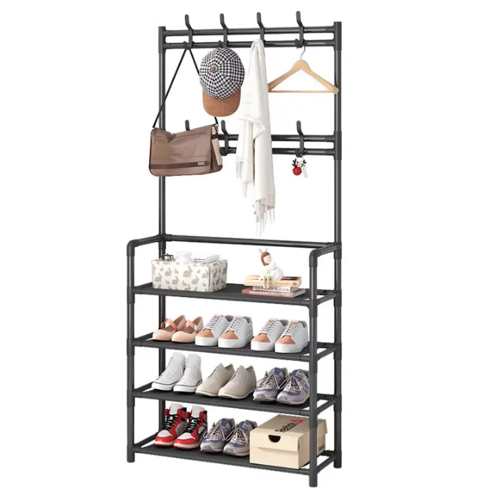 Clothes rack with shoe stand cloth hanger simple floor